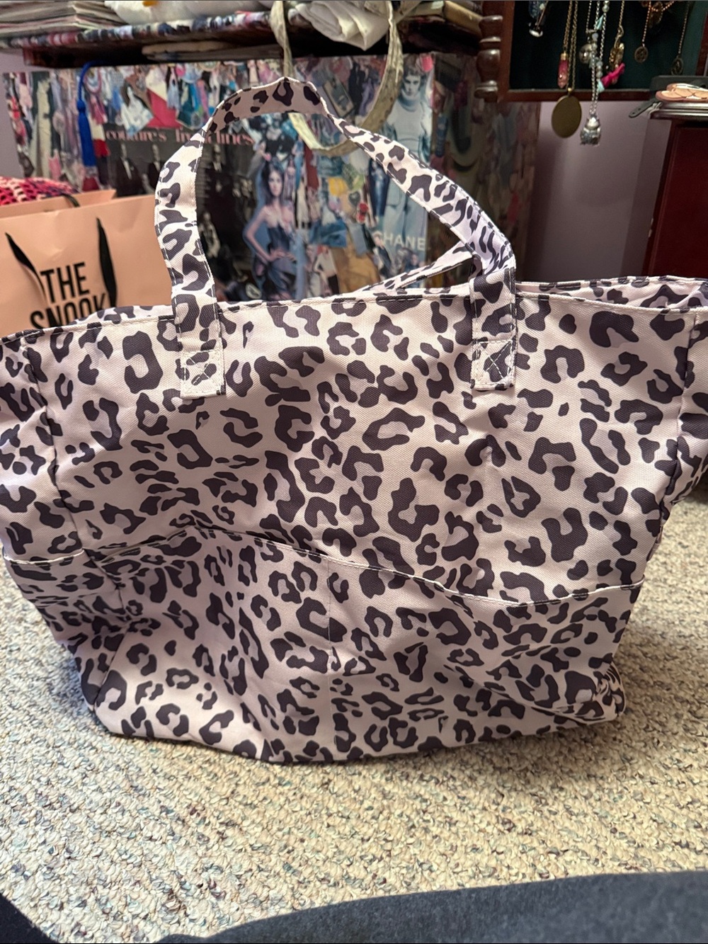 Leopard Print Beach Bag - Pink